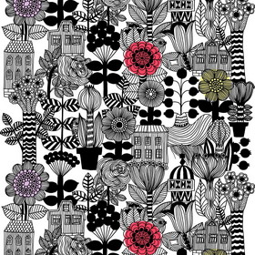 Lintukoto - White, Black & Yellow - Scandi Fabrics Fabric Collection (  SF-21494-01)